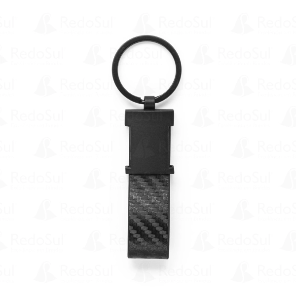 Chaveiro personalizado em couro sintético carbono e metal